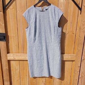 Ann Taylor Light Gray Cap Sleeve Midi Dress